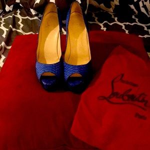 Christian Louboutin Blue Snakeskin with bag